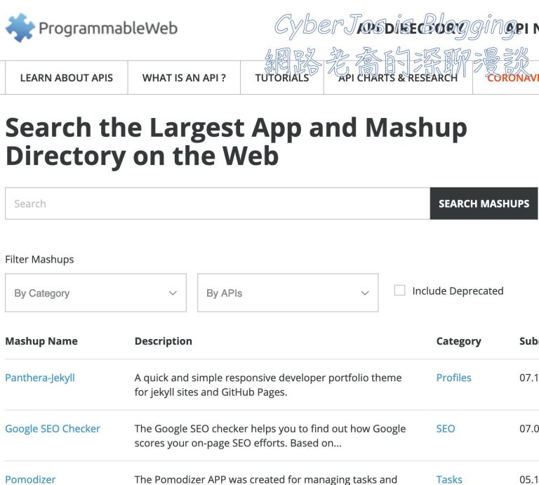 mashup-ProgrammableWeb-Mashup-Listing